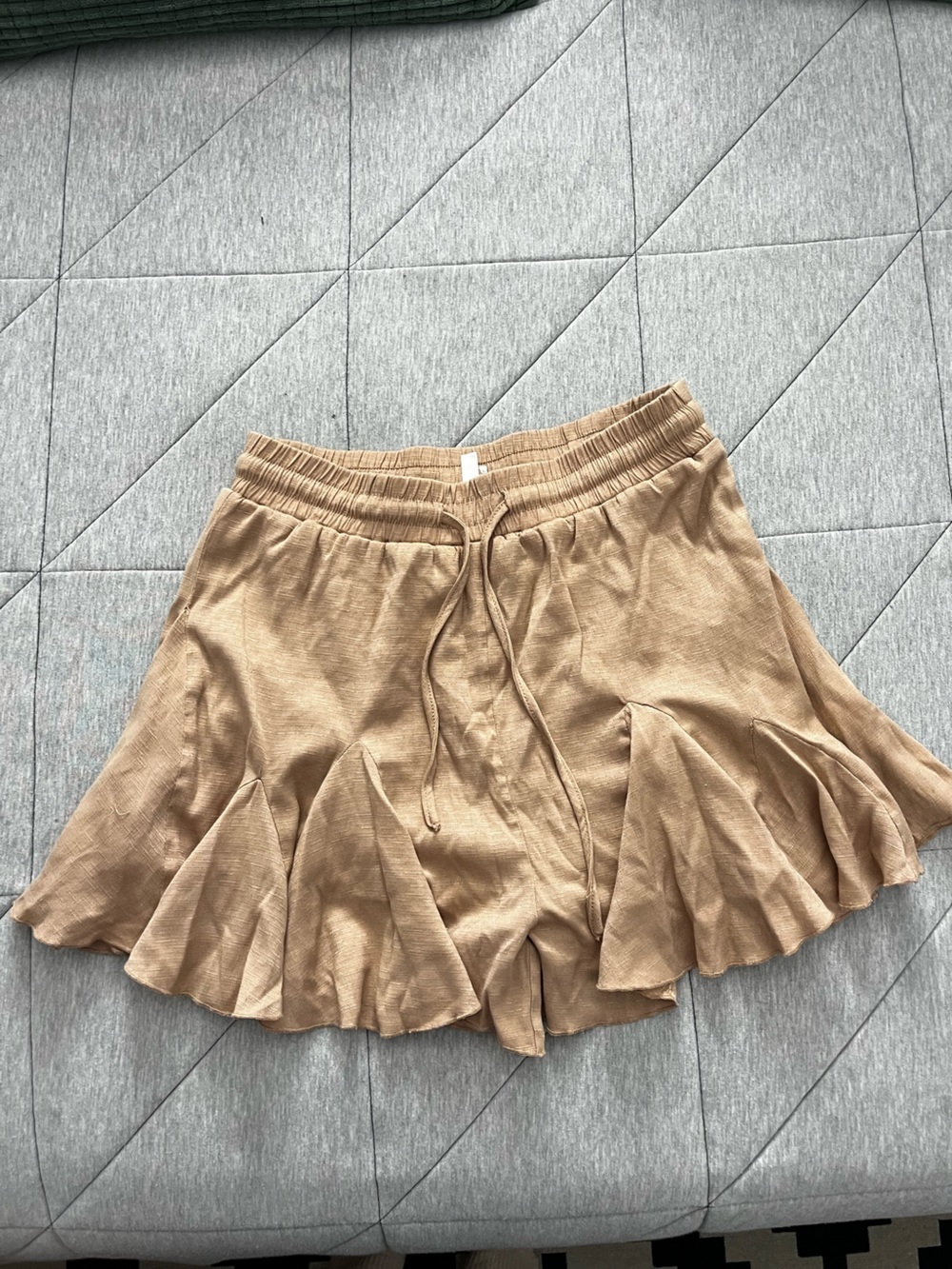 glam Tan Skort with Elastic Waist